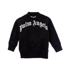 Palm Angels Girls  Classic Curved Logo Crewneck Sweatshirt, Black